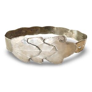 Vintage Silver Leaf Design Metal Statement Belt Handmade 1970’s